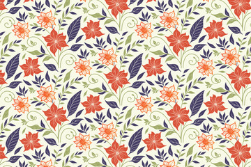 Obraz premium sketchy flower and cotton pattern with artistic seamless repetition ideal for textile surface design and fashion wear