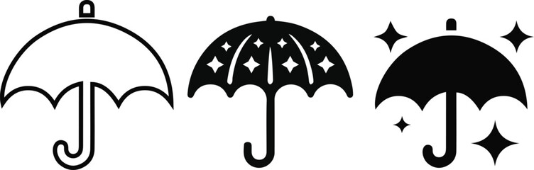 Umbrella Icons Set. Umbrella Vector Silhouettes.
