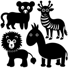 Cute Kawaii and Modern Animal Vector Collection – Flat Icons, Minimal Line Art, Geometric Wildlife, Cartoon Illustrations.