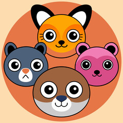 Cute Kawaii and Modern Animal Vector Collection – Flat Icons, Minimal Line Art, Geometric Wildlife, Cartoon Illustrations.