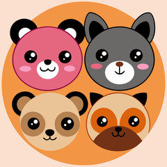 Cute Kawaii and Modern Animal Vector Collection – Flat Icons, Minimal Line Art, Geometric Wildlife, Cartoon Illustrations.