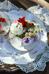 wedding table setting with flowers