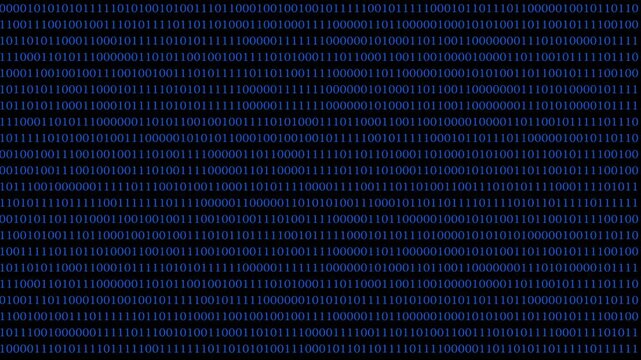 Background shows a captivating array of binary code in varying colors, symbolizing digital technology and data processing. The design creates a sense of depth and motion.