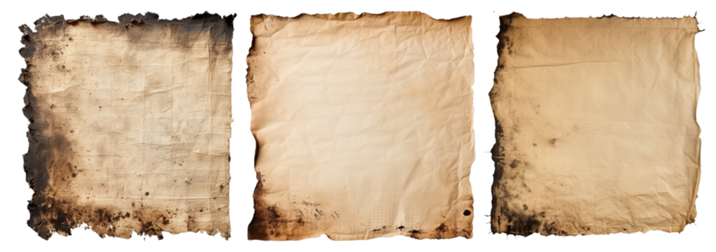 PNG Vintage textured paper collection, element set on transparent background