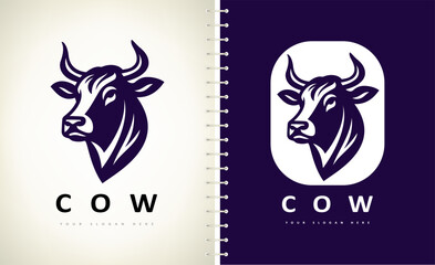 Cow head logo vector. Animal design