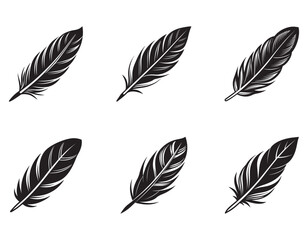 set of feather bird icon silhouette vector illustration