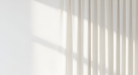 Sunlit Sheer Curtains and Window Shadow Minimalist Photography