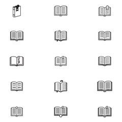 Minimal Book Icons Set &ndash; Outline Style Education and Reading Vector Illustrations


