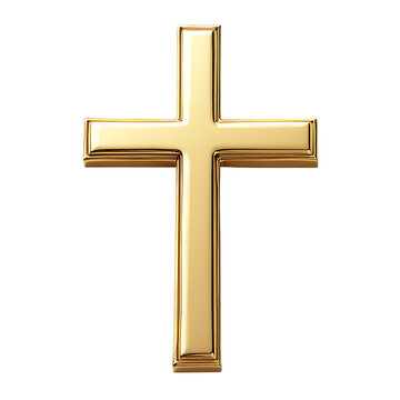 gold cross isolated on a transparent background