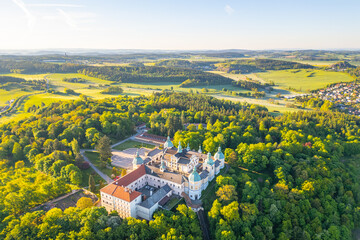 Holy Mountain in Pribram stands majestically, surrounded by lush greenery in spring. This Baroque...