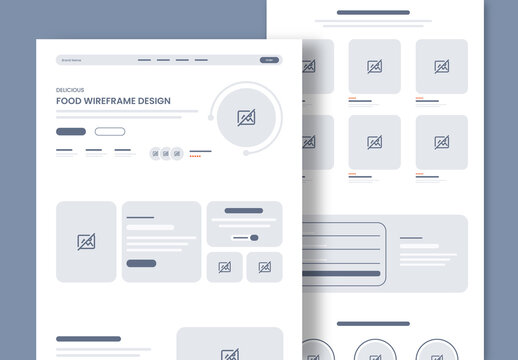 Delicious Food Landing Page Wireframe Design