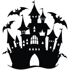 halloween castle and bats