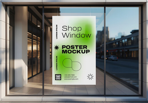 Shop Window Poster Mockup