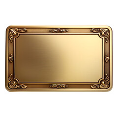 golden shiny blank metal nameplate isolated on a transparent background