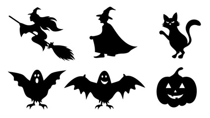 Set of silhouette halloween item