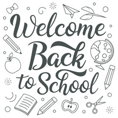 Welcome Back To School Typography Design – Swash, Splash & Silhouette Style for T-Shirt, Poster & Print