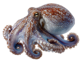 A detailed close-up reveals the intricate texture and captivating colors of an octopus