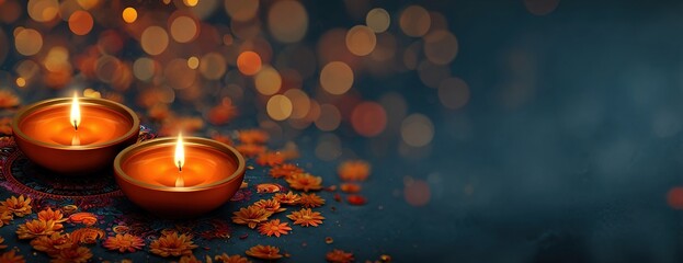 realistic diwali banner with text space. High quality