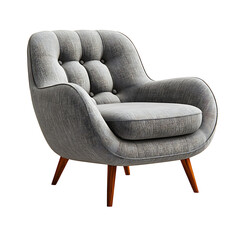 Grey armchair isolated on a transparent background
