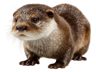 Fototapeta premium A cute otter stands alert, showcasing its brown fur and endearing expression