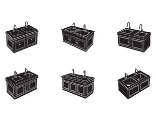 double basin countertop vector silhouette illustration
