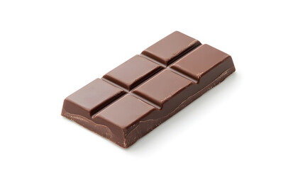 Rectangular chocolate bar with smooth surface on white background