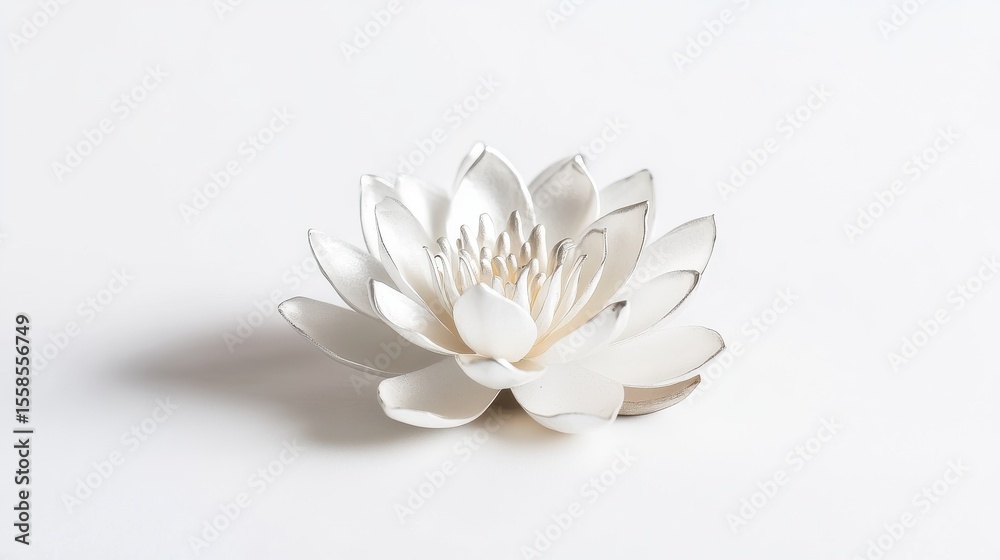 Poster artificial lotus flower on white background in serene studio