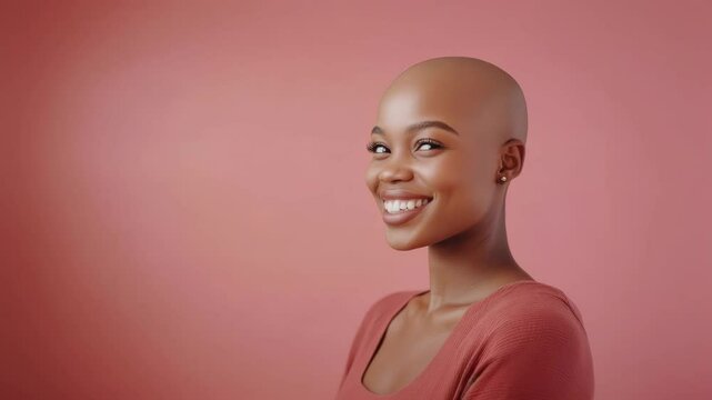 Portrait of a Happy African Woman Smiling Against a Plain Background