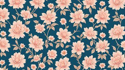 A Detailed Vintage Floral Pattern On A Textured Fabric Background Featuring Flowers. Ideal For Design Projects, Craft Work, Or As Wallpaper Inspiration.