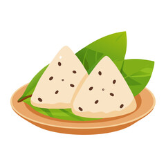 Zongzi Rice Dumplings Vector. Asian Food, Dragon Boat Festival, and Traditional Cuisine