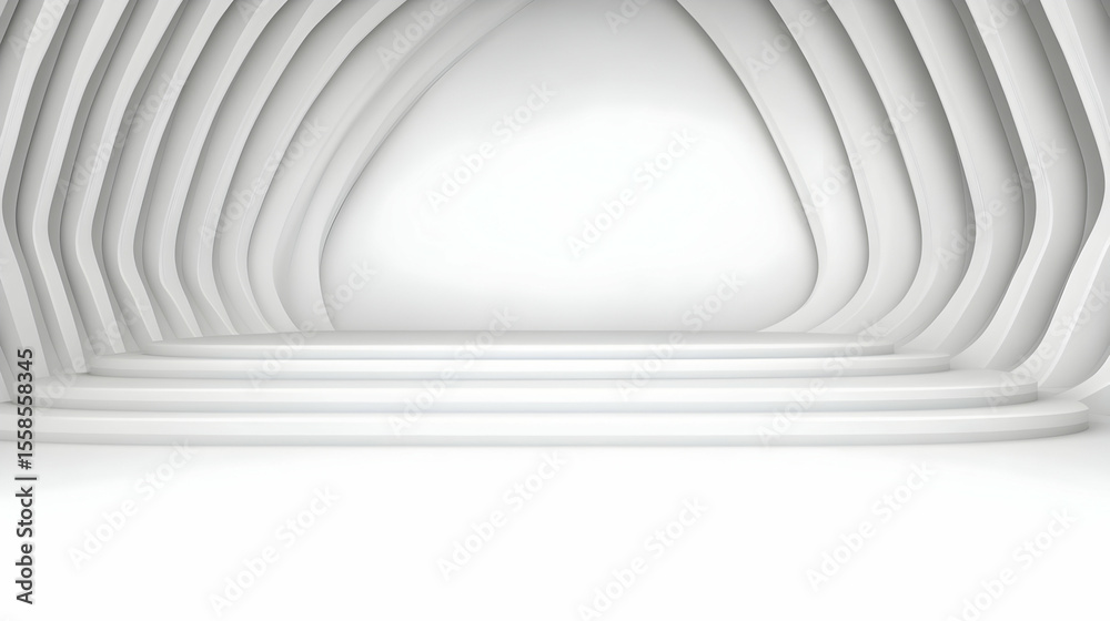 Fototapete 3d illustration of abstract minimal arch architecture background, geometric architectural design, 3d