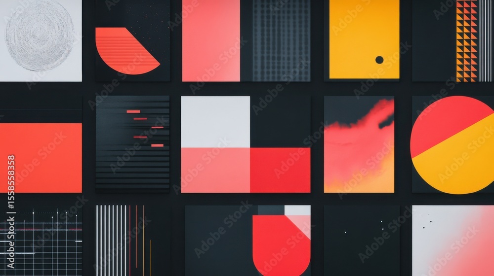 Poster abstract geometric patterns on gallery wall during daytime