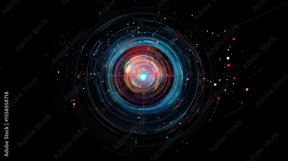 Aufkleber Vibrant abstract data visualization with circular light patterns