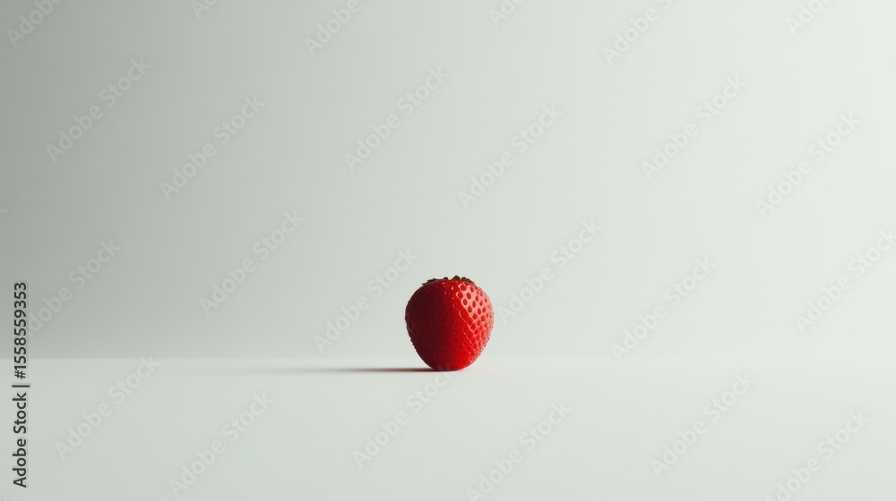 Poster fresh strawberry resting on white surface in studio setting