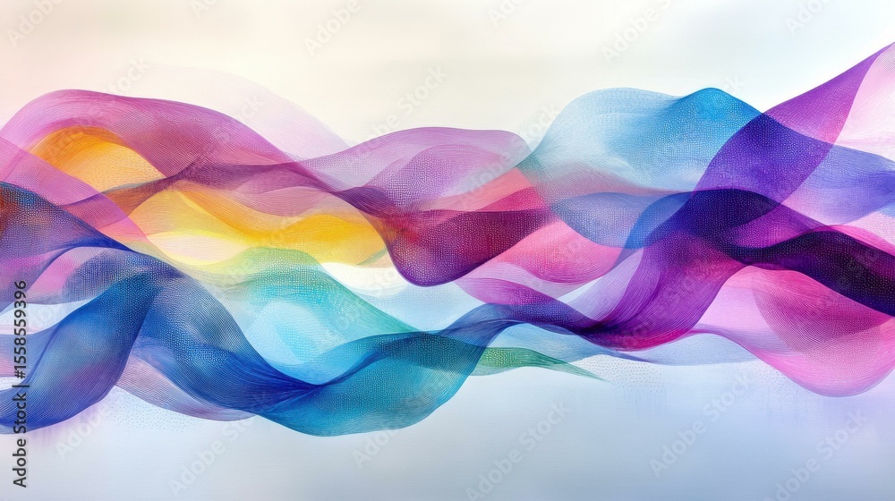Aufkleber colorful abstract waves in ethereal studio setting