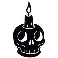 halloween skull with candle