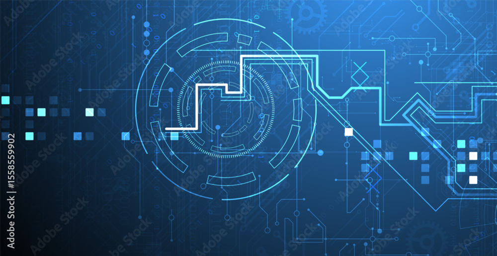 Aufkleber Abstract background. Scientific and technological concept with the use of technical elements formed in the shape of a circle. Vector