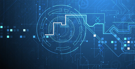 Abstract background. Scientific and technological concept with the use of technical elements formed in the shape of a circle. Vector