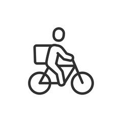 Obraz na płótnie Canvas Bicycle courier, linear icon. Eco-friendly fast delivery. Line with editable stroke.