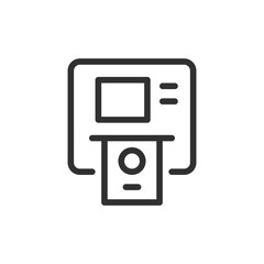 ATM, linear icon. Automated teller machine for cash withdrawal. Line with editable stroke.