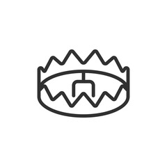 Bear trap, linear icon. Hunting device for capturing animals. Line with editable stroke.