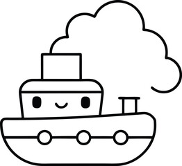 Adorable Cartoon Tugboat Illustration  A Simple, Cute Design Perfect for Kids