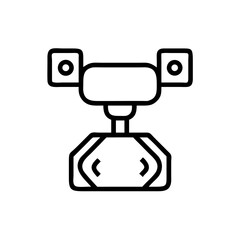 Machine Vision System – Minimalist Line Art Icon on Clean White Background