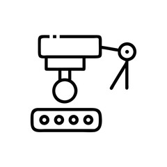 Machine Vision System – Minimalist Line Art Icon on Clean White Background