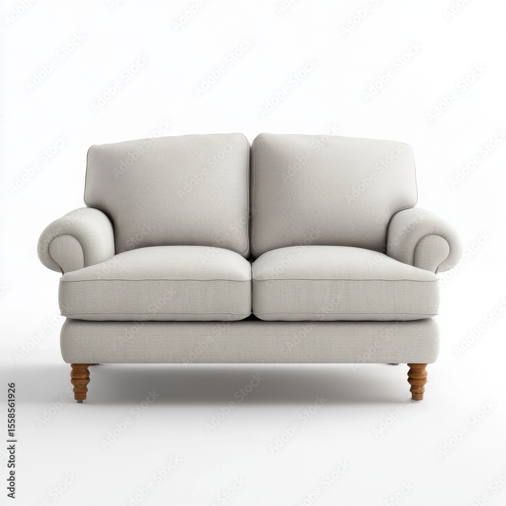 Poster calm minimalist sofa setting in bright studio during daytime