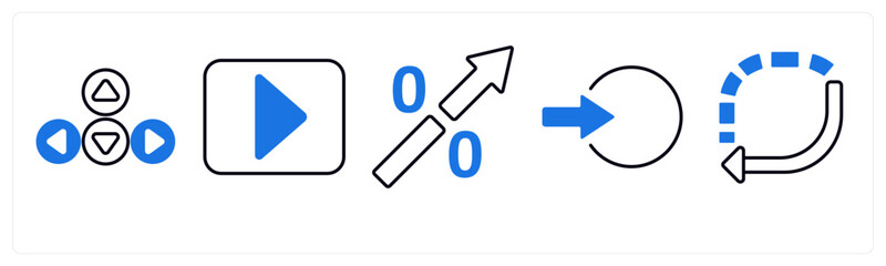 A set of 5 mix icons as arrow, map, navigation