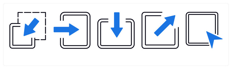 A set of 5 mix icons as arrow, map, navigation