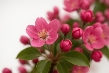 Fototapeta premium Detailed close-up of a pink crab apple blossom