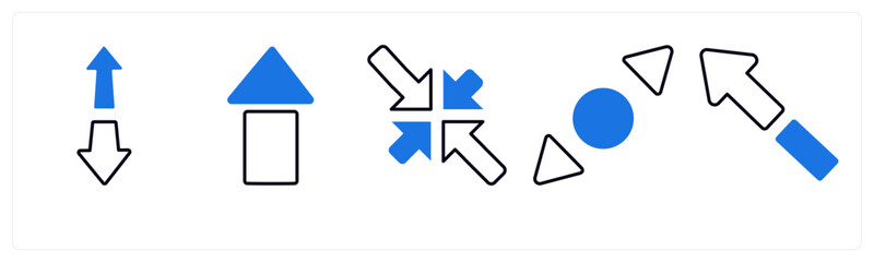 A set of 5 mix icons as arrow, map, navigation