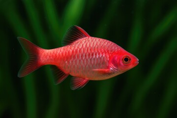 Pink freshwater fish species from Asia, including barb varieties from regions like Borneo and Sumatra (Pethia conchonius)